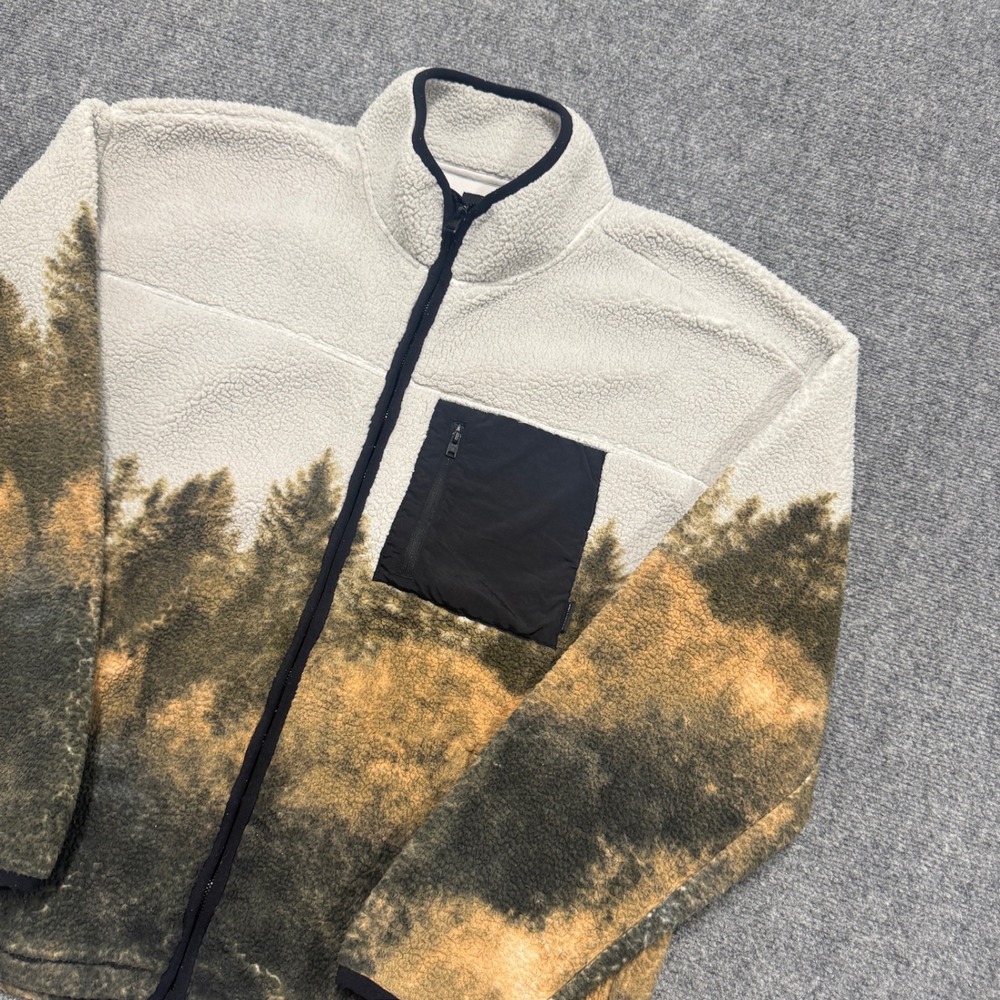 Hollister Sweatshirt Men's Large Trees Relaxed Fit‎ Full Zip Fleece Y2K
